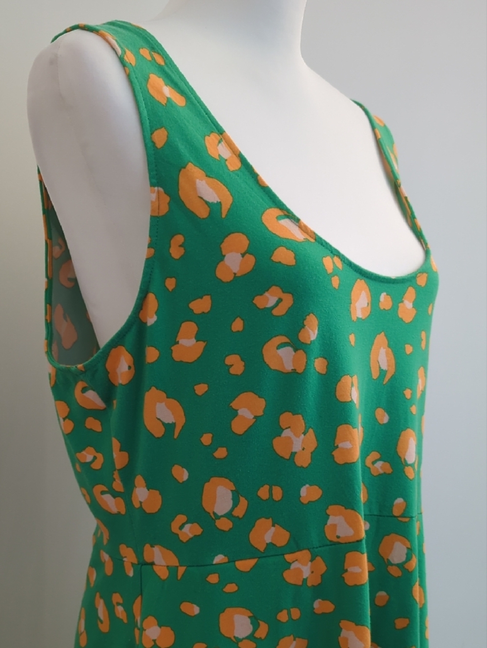 Tabitha Brown Empire Waist Green, Yellow And Pink Animal Print Fit & Flare Dress